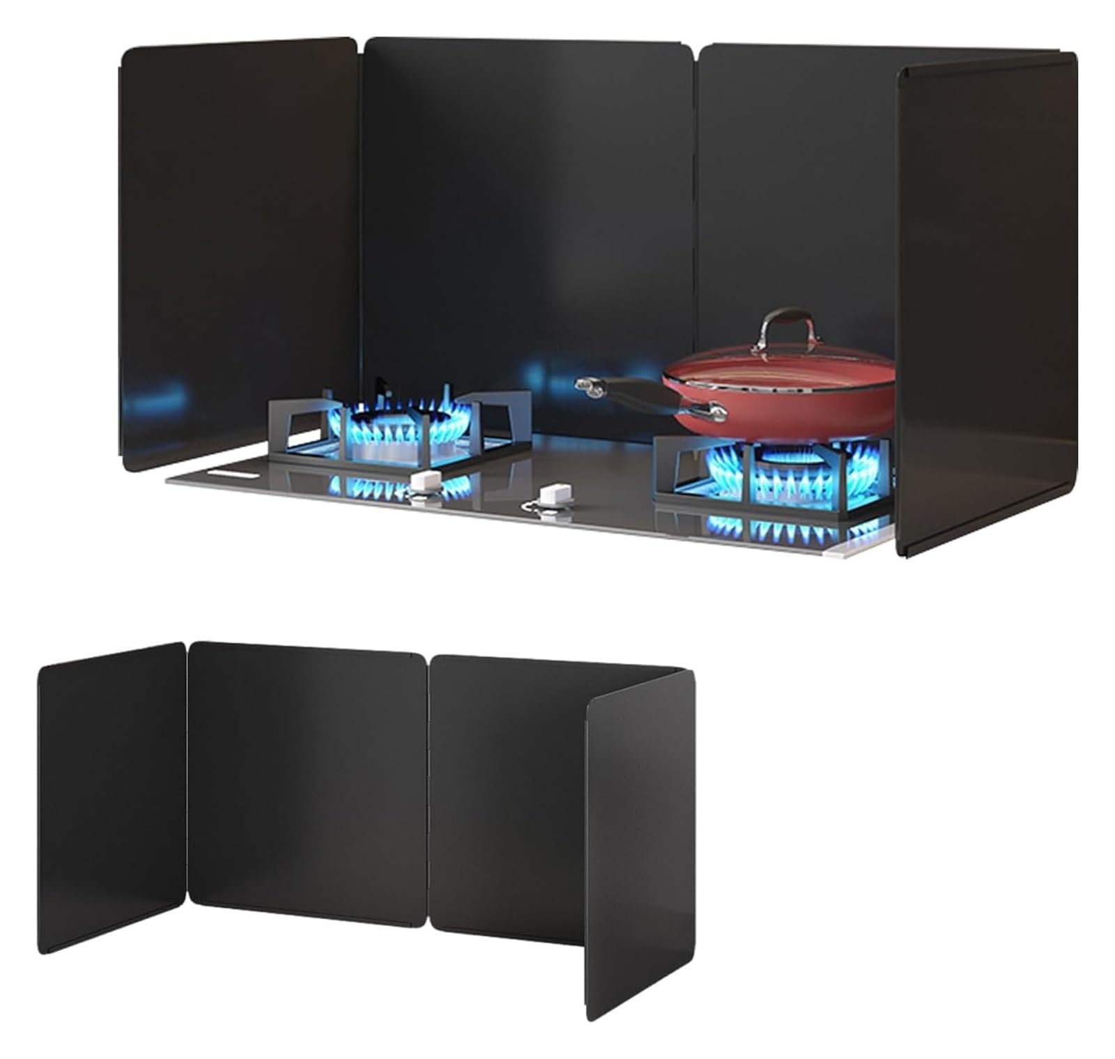 EAmrfvqt Stainless Steel Foldable Splash, Black Stainless Steel Foldable Grease Splatter Screen, Multiple Sizes(45x45x90cm)