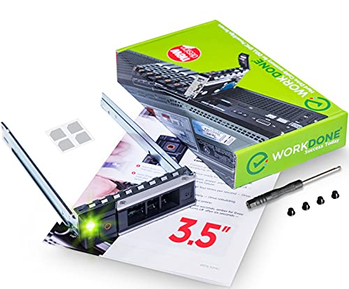 WORKDONE Portaunidades HDD Caddy 3.5” Compatible con DELL PowerEdge - 14.ª G. R340 R440 R540 R640 R740 R7415 R7425 X7K8W - Bandeja de Rail SAS Cambio en Caliente (Hot-Swap) - Fácil Instalación