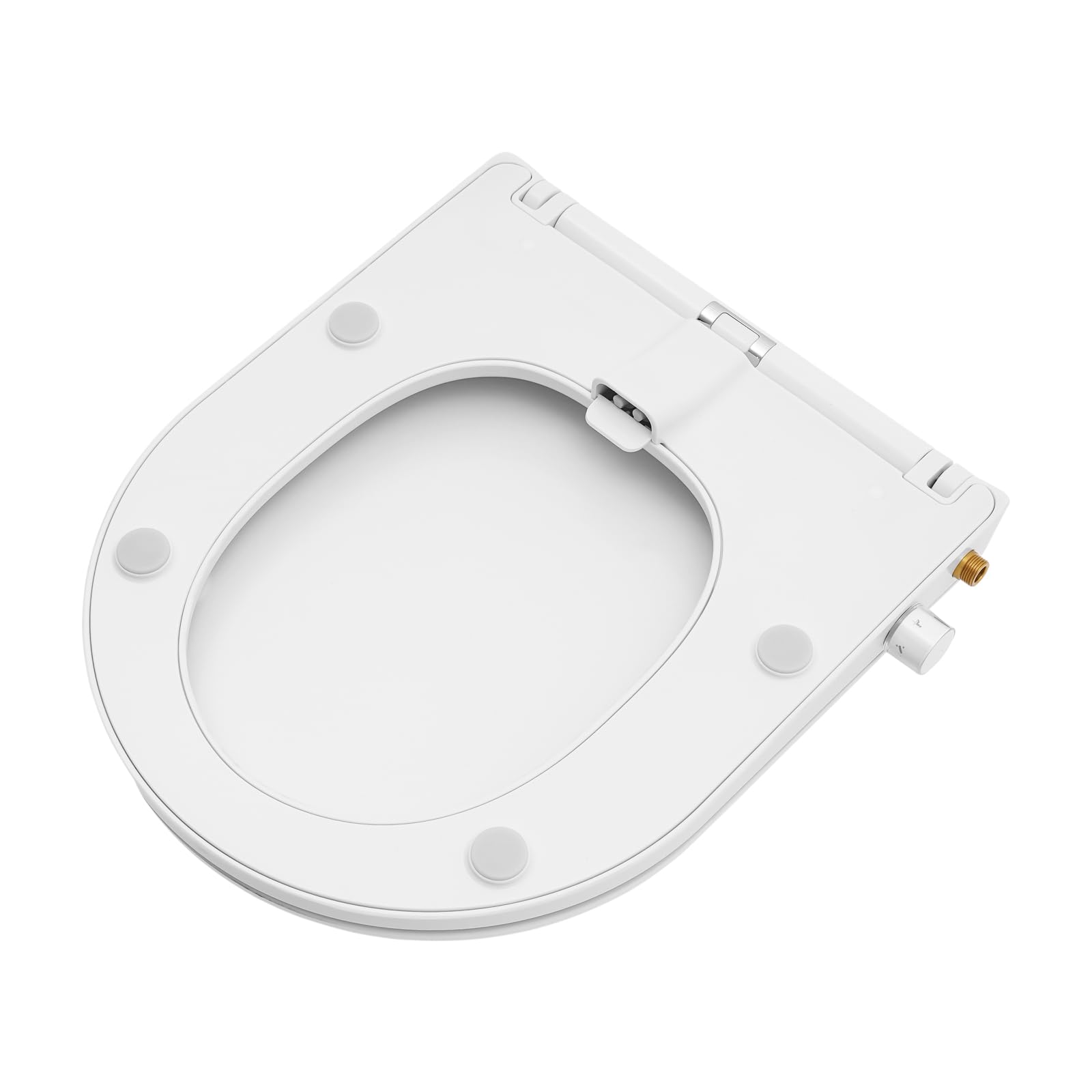 Coperchio WC con doppio ugello per bidet, sedile WC a forma di O, con spray ad acqua, design a bottoni, modalità risciacquo e preriscaldamento, bianco