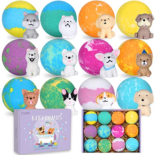 Bath Bombs For Kids With Toys Inside For Girls Boys - 12 Pcs Bubble Bath Fizz Balls Gift Set With Surprised Puppy Toy, Gentle And Kids Safe For Easter Eggs Stuffers Christmas (Package May Vary) #TOP5