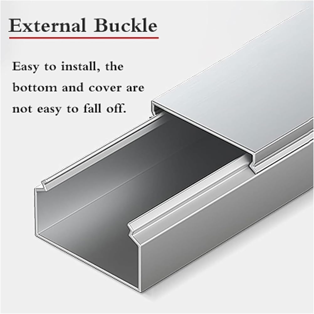 RSBFER 1 m Edelstahl-Kabelkanal, Silberfarbener, dekorativer, unsichtbarer Kabelkanal für Büro, Decke, Ecke, Boden und Wand, Schnelle Installation,60x50mm