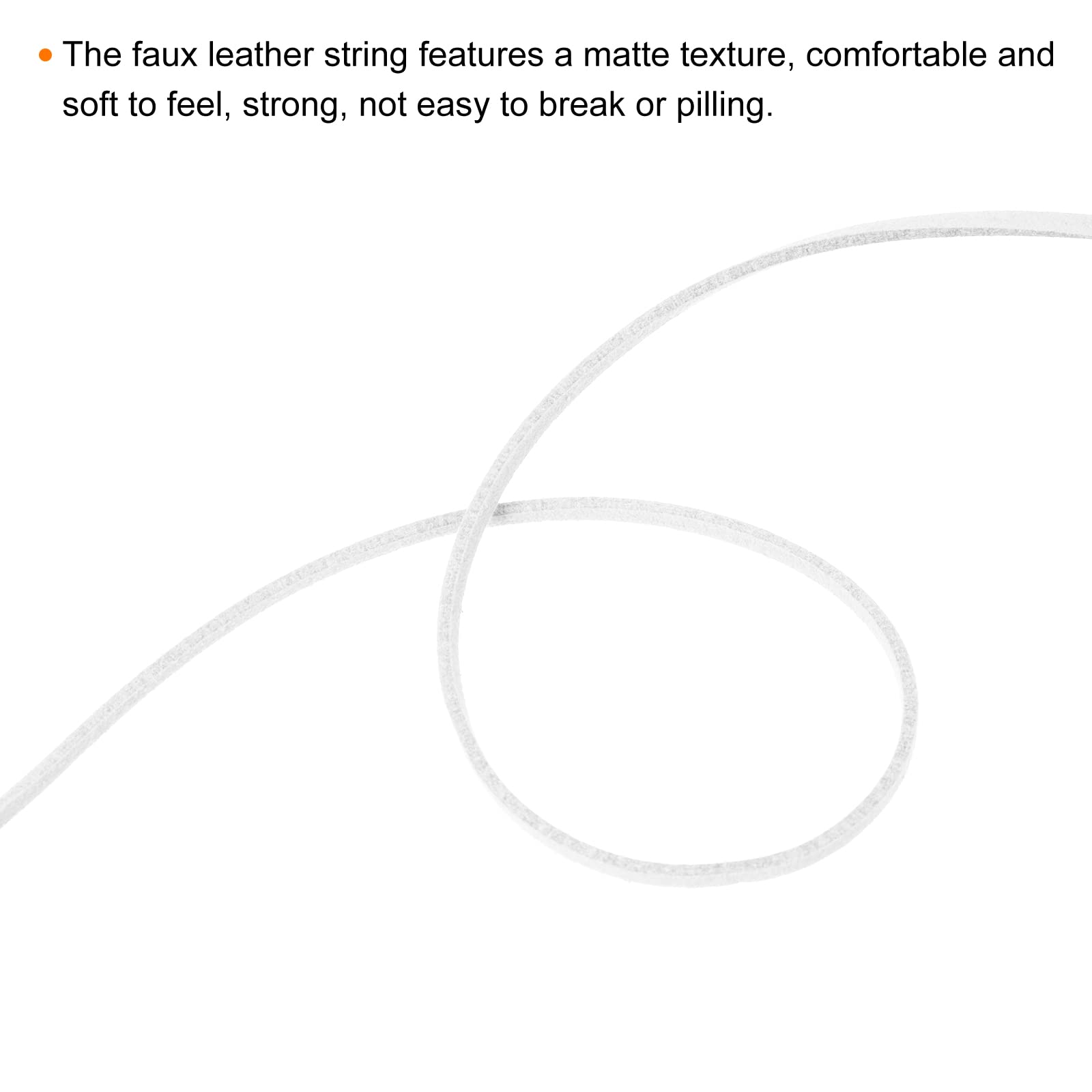 PATIKIL Suede Cord with Roll Spool 3mm 50 Yard, Flat Faux Leather Lace for Necklace Bracelet Jewelry Making Beading DIY Crafts, White - Image 3