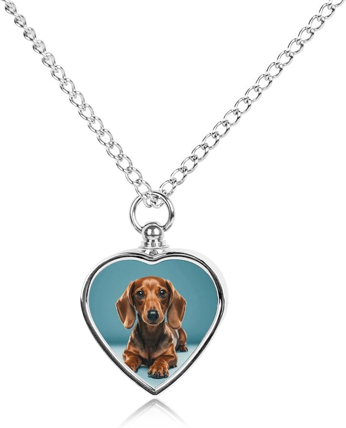 Cute Dachshound Dogs Pet Cremation Jewelry Heart Pendant