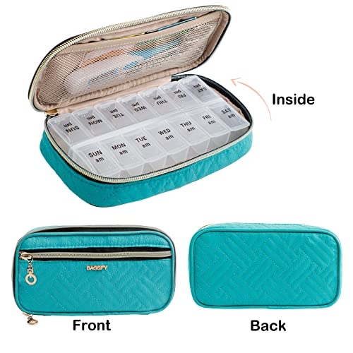 Image of BAGSFY Pill Organizer Case 2 Times a Day- Weekly Medicine Organizer Travel Pill Box with Removable 7 Day Medicine Case Container for Fish Oil, Vitamin, Supplement