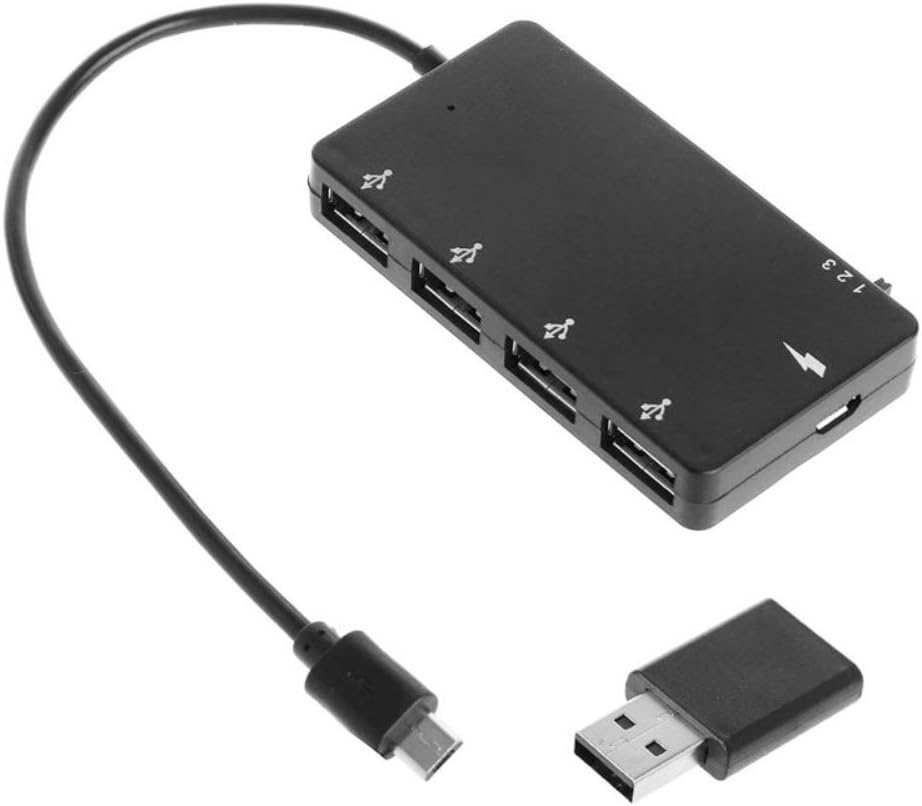 4 Port Micro USB OTG Hub Power Charging Adapter Cable for Windows Tablet, Android Smartphone,PC