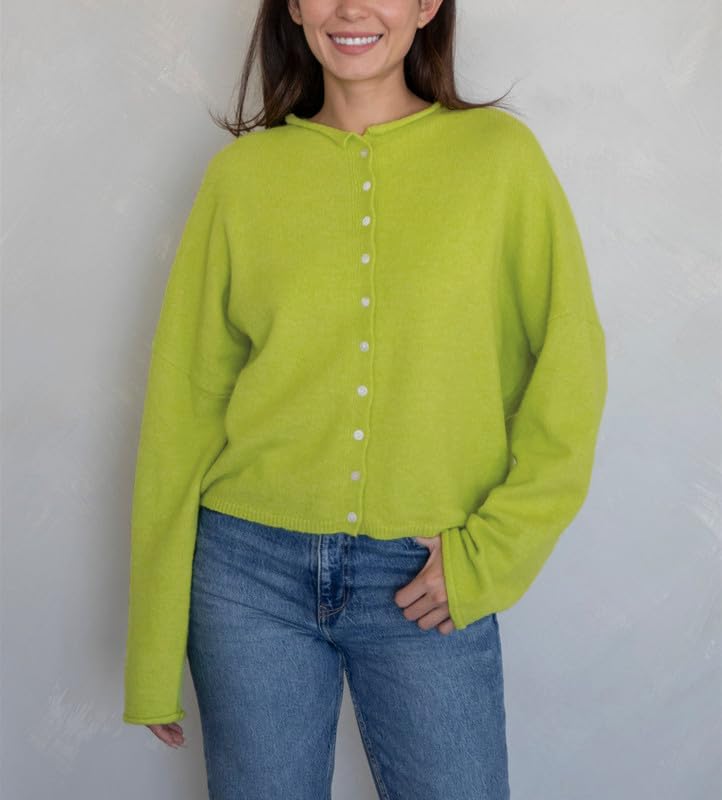 Image of Women Y2k Knitted Cardigan Long Sleeve Button Down Sweater Lightweight Casual Cardigan Loose Fall Streetwear
