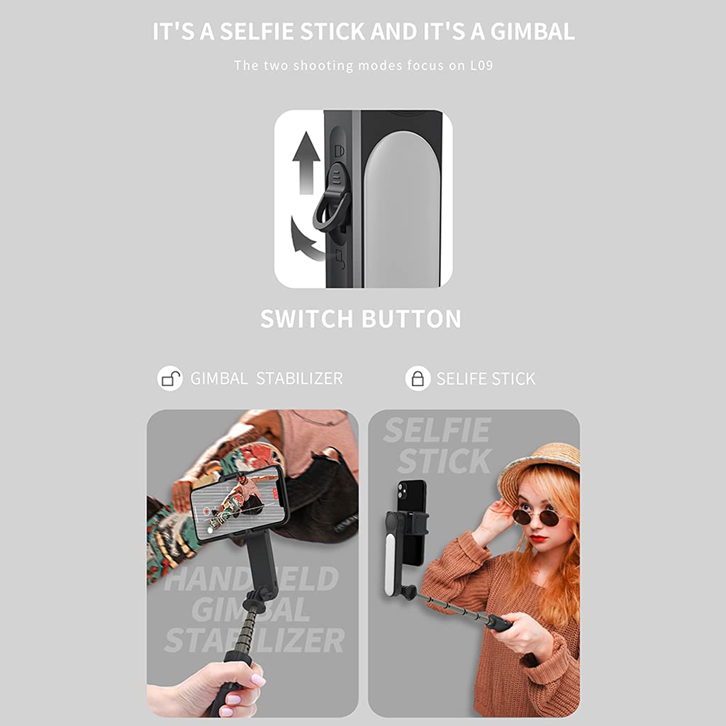 Stabilisateur portable pour smartphone avec perche à selfie extensible et trépied à distance Rotation automatique à 360°
