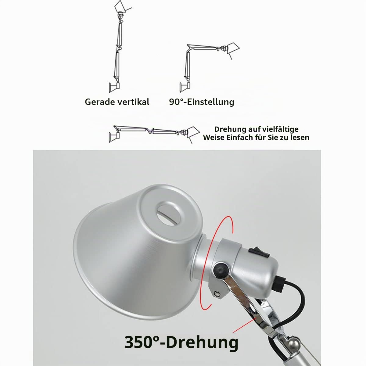 Wandleuchte Innen Vintage Mit Schalter Wandlampe Industrial Design Schwenkarm Langer Arm Wandbeleuchtung Retro Mit Stecker Und Kabel Verstellbar Wand Leselampen Schlafzimmer Nachttischlampe E27