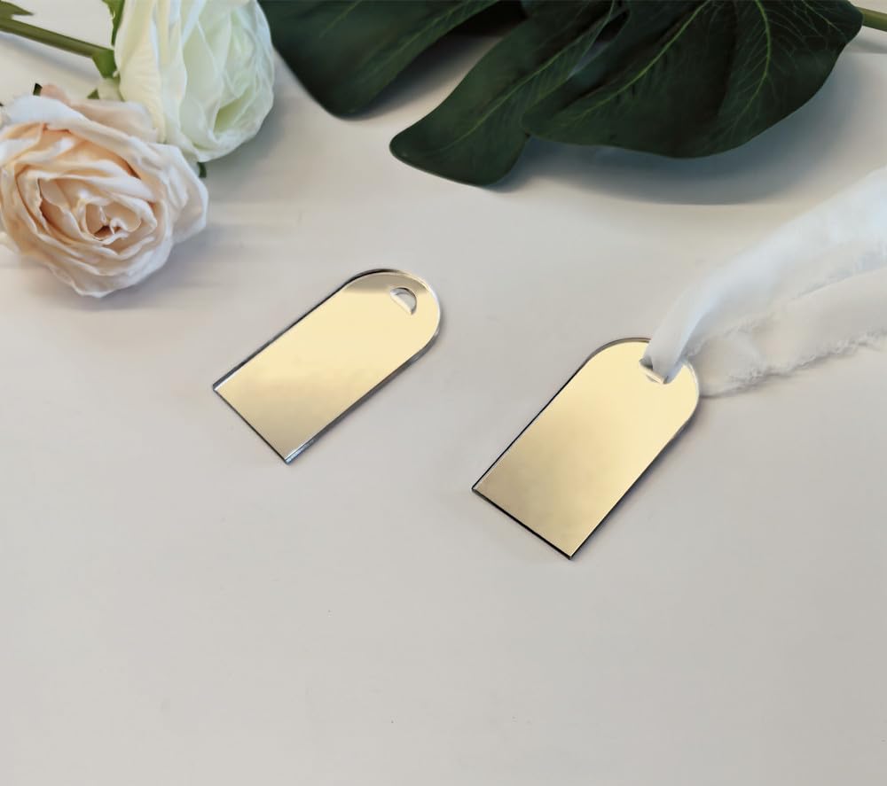 Set di 12 segnaposto in acrilico a specchio, etichette per bagagli ad arco a specchio per decorazioni per matrimoni, eleganti decorazioni per la tavola, regali personalizzati ed eventi memorabili