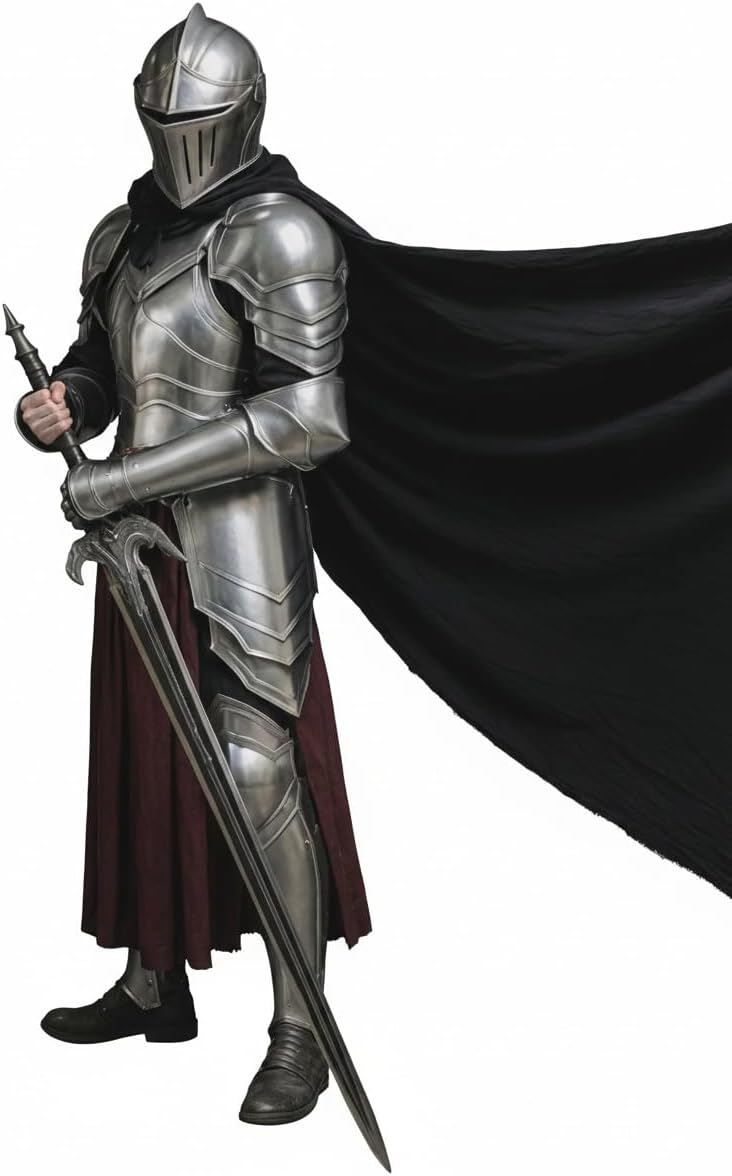 Medieval Knight Warrior Steel Lady Armor Suit- Women's Full Body Plate Armor With Clossed Helmet Elven Lady Steel Armour For LARP, Cosplay, Renaissance, Historical Reenactment & Theator Act Costume