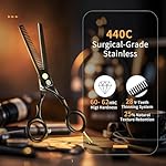 Purple Dragon 5.5 inch Hair Cutting Scissors Set with Razor, Leather Scissors Case, Barber Hair Cutting Shears Hair Thinning/Texturizing Shears for Professional Hairdresser or Home Use (Black) - Image 3