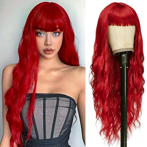 Perruque rousse longue bouclée pour soirée Halloween et cosplay