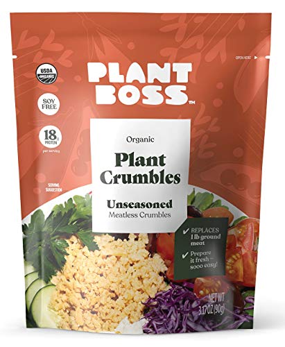 Plant Boss Unseasoned Plant Crumbles | Organic Meatless Crumbles | 18G Protein Per Serving | Soy-Free | 3.17 Oz Bag | Pack Of 6 #TOP29