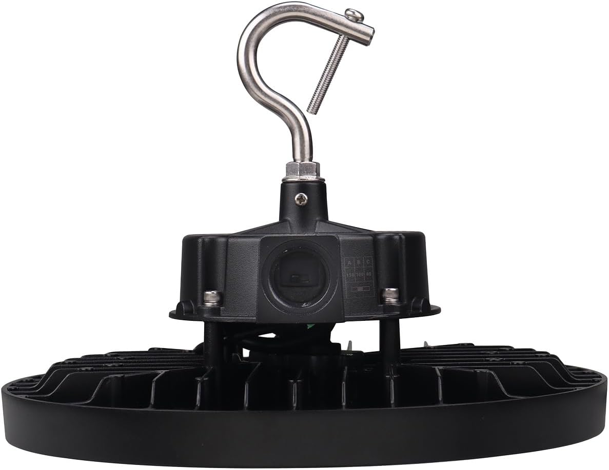 LEDONE UFO High Bay LED Light 150W Selectable Color Temperature 3500K/4000K/5000K - 21,391 Lumens Warehouse LED Lights 120-277V IP65 DLC Premium
