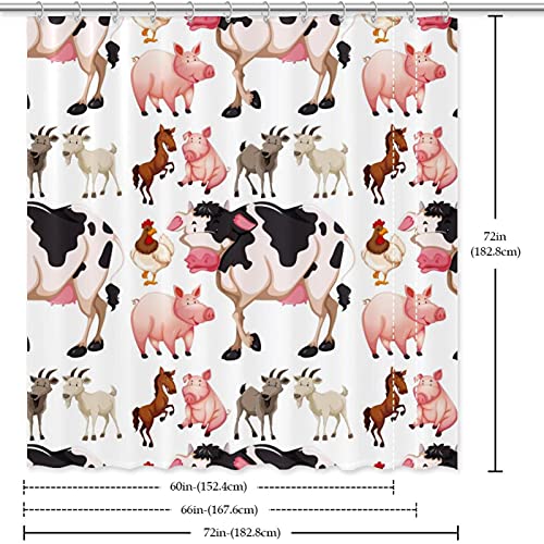 Rideau de douche animaux de la ferme 183x183 cm imperméable et lavable