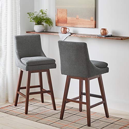 Amazon Brand – Stone & Beam Alaina Contemporary High-Back Swivel Seat Bar Stool, 43"H, Grey #TOP6
