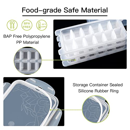 Fiewmay Ice Tray With Lid And Bin For Freezer Bpa Free Ice Molds With Storage Bin Easy Release Ice Trays With Lid, Stackable Ice Cube Maker For Drinks Cocktail Coffee Ice Cubes #TOP1