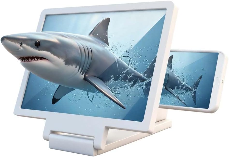 Display Magnifier Model, 2026 Improve 3D HD Cell Telephone Magnifier Projector Display, 10 Inch Light-weight and Foldable Telephone Display Magnifier with All Telephones (White)
