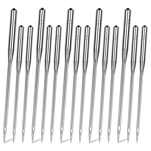 50 Pcs Universal Sewing Machine Needles HAX1,Assorted 65/9, 75/11, 90/14, 100/16 110/18 Ideal for Fabrics, Heavy Duty Sewing Machine Needle for Thick Fabric Including Canvas Leather Embroidery Jeans