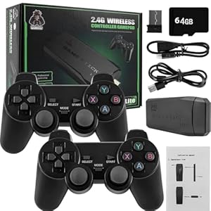 Tv Gaming System | Wireless Console Retro Gaming Console 14K Ultra HD Plug & Play Wireless TV Video Game System | 24,000+ Games | 10 Emulators | Dual-Player Setup | 2.4G Wireless Game Stick