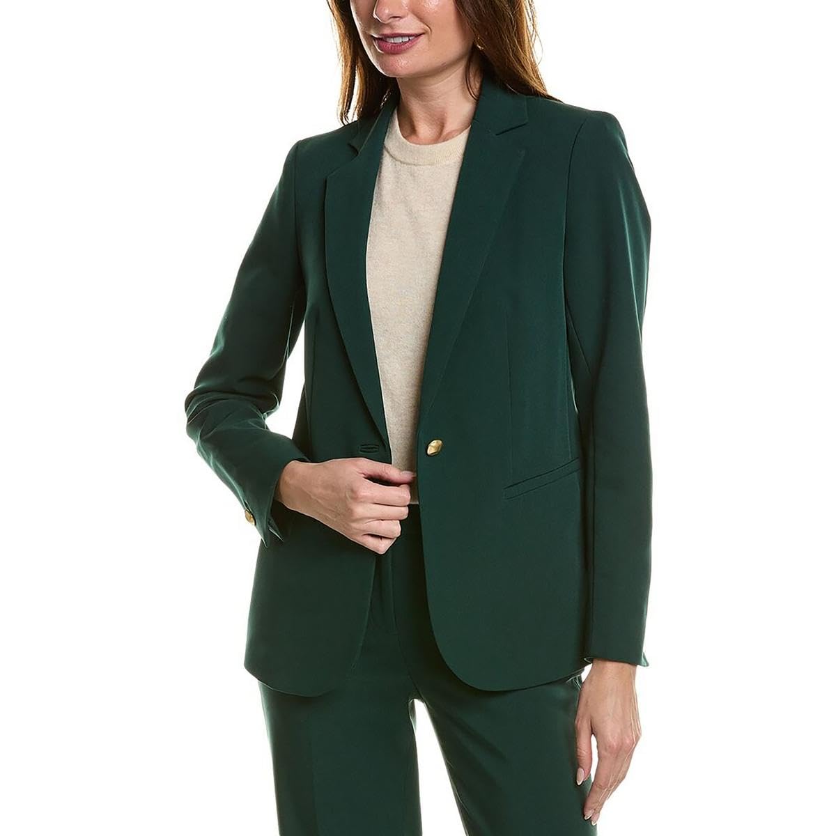 Anne Klein Womens Anne Stretch One Bttn Notch Collar Jacke