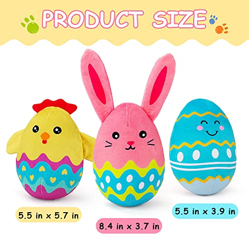 Awoof Easter Dog Toy 3 Pack Dog Squeaky Toys Easter Egg Dog Toy Crinkle Dog Toys Stuffed Dog Plush Toy Easter Gift With Bunny, Rabbit, Egg Interactive Durable Dog Chew Toy For Large Medium Small Dogs #TOP5