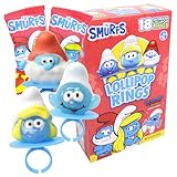 Imaginings 3 The Smurfs Lollipop Rings, Papa and Smurfette, Individually Wrapped Party Favor Candy, Assorted Fruit Flavors, 18 Suckers