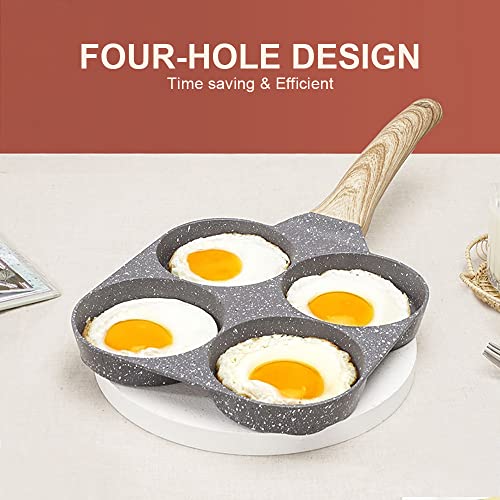 Foto von Bobikuke Pancake Pfanne Induktion 4 Loch, Spiegeleipfanne Antihaft Augenpfanne Aluminium Induktion kompatibel für Frühstück - Schwarz