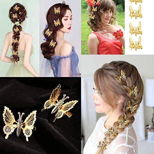 Charming Butterfly Hair Clips Set of 2, Silver/Gold