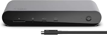 VGP 2022 Award WinnerBelkin CONNECT Pro 12-in-1 Thunderbolt 4 Dock, Docking Station for M1 Pro/Max MacBook Pro / M1 iPad Pro / EVO Windows 10 / Dual/Triple Display Support, HDMI 8K, USB-C PD 90W | Single 8K/30Hz, Dual 4K/60Hz, Max 3 screen output, Thunderbolt 4 ports x 2, HDMI 2.0, USB-C 3.1 Gen2, USB-A x 4, SD 4.0