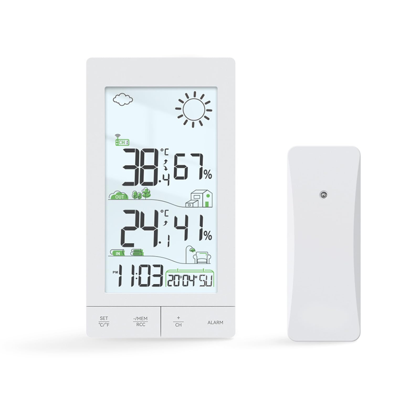 Station météo numérique tactile thermomètre hygromètre intérieur extérieur sans fil