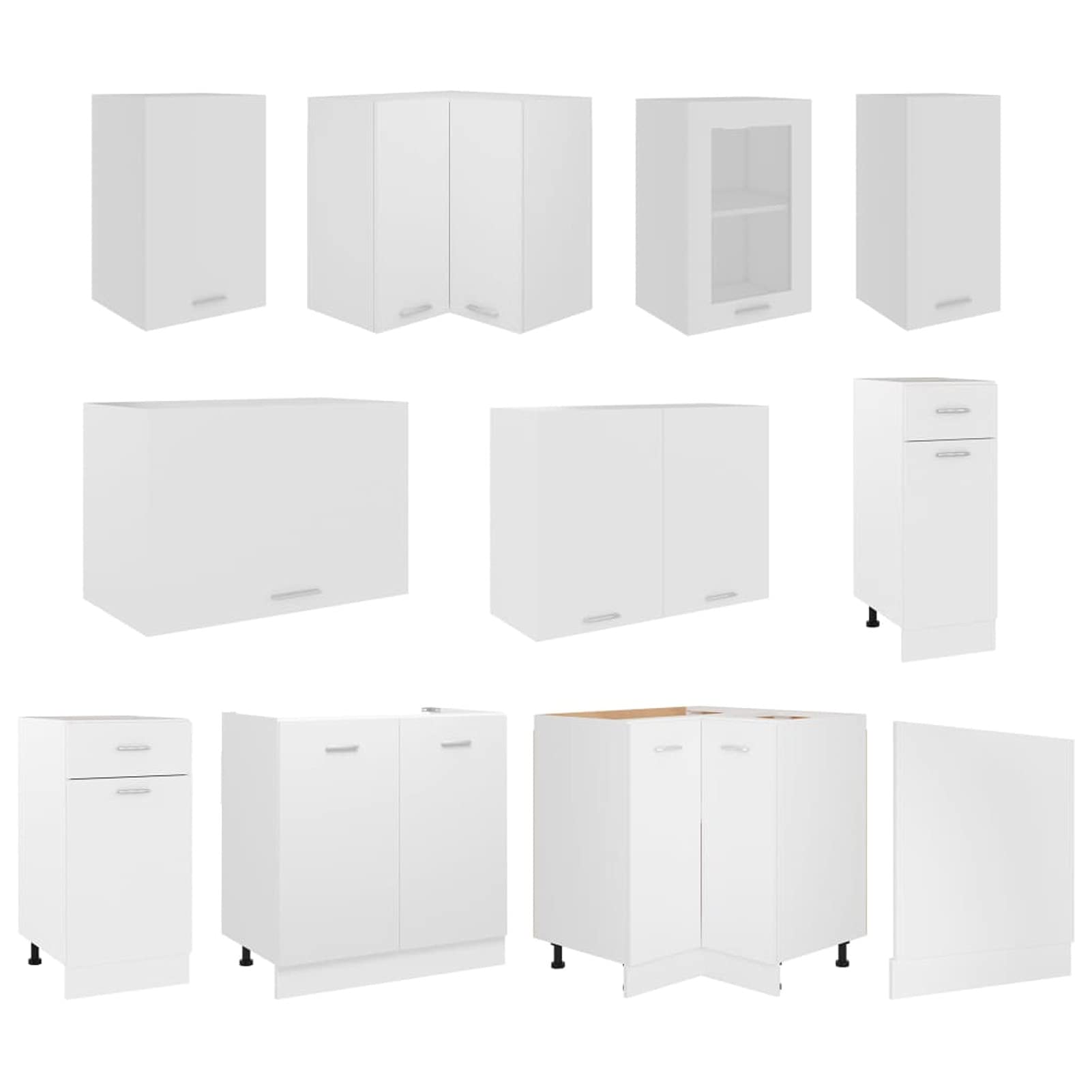 Homgoday Juego de Muebles de Cocina 11 Piezas aglomerado blancoalacena de Cocina Muebles Cocina modulos