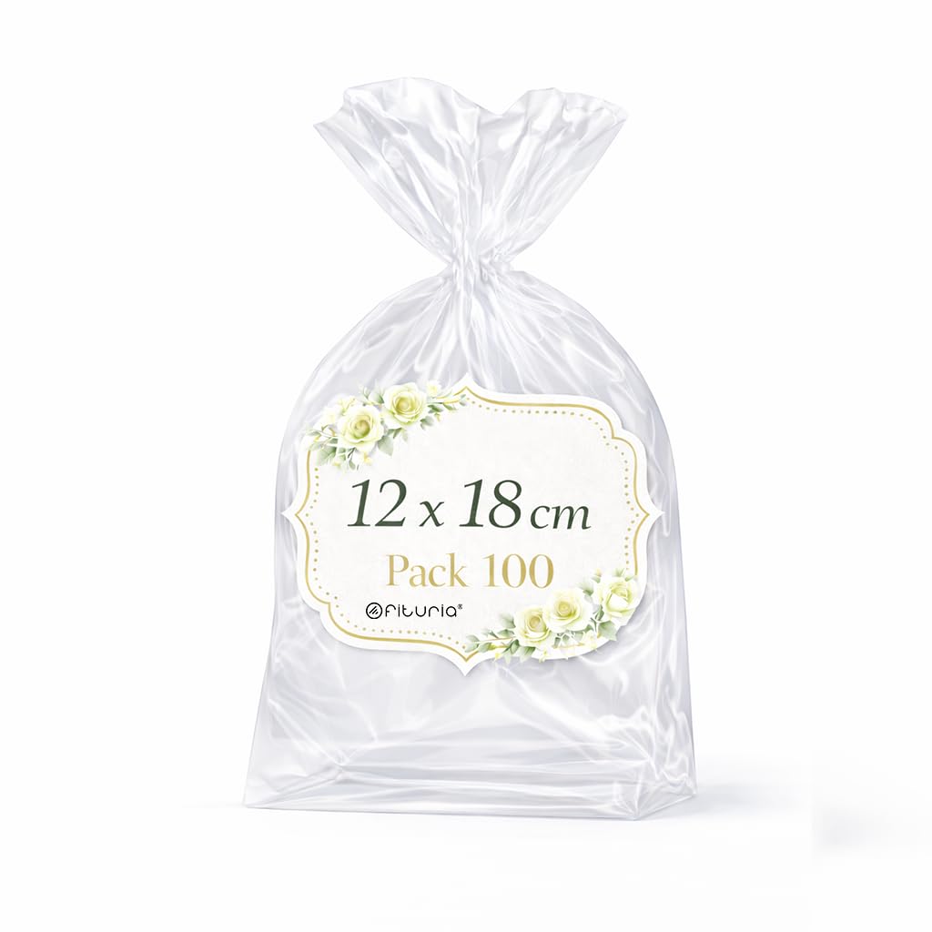Ofituria Bolsas Celofán Transparente 10 x 15 cm, Bolsas Transparentes para Chuches y Regalos – Bolsas Plastico Transparente para Cumpleaños Infantiles, Galletas y Detalles, 1 Pack (100 Bolsas) — view 45
