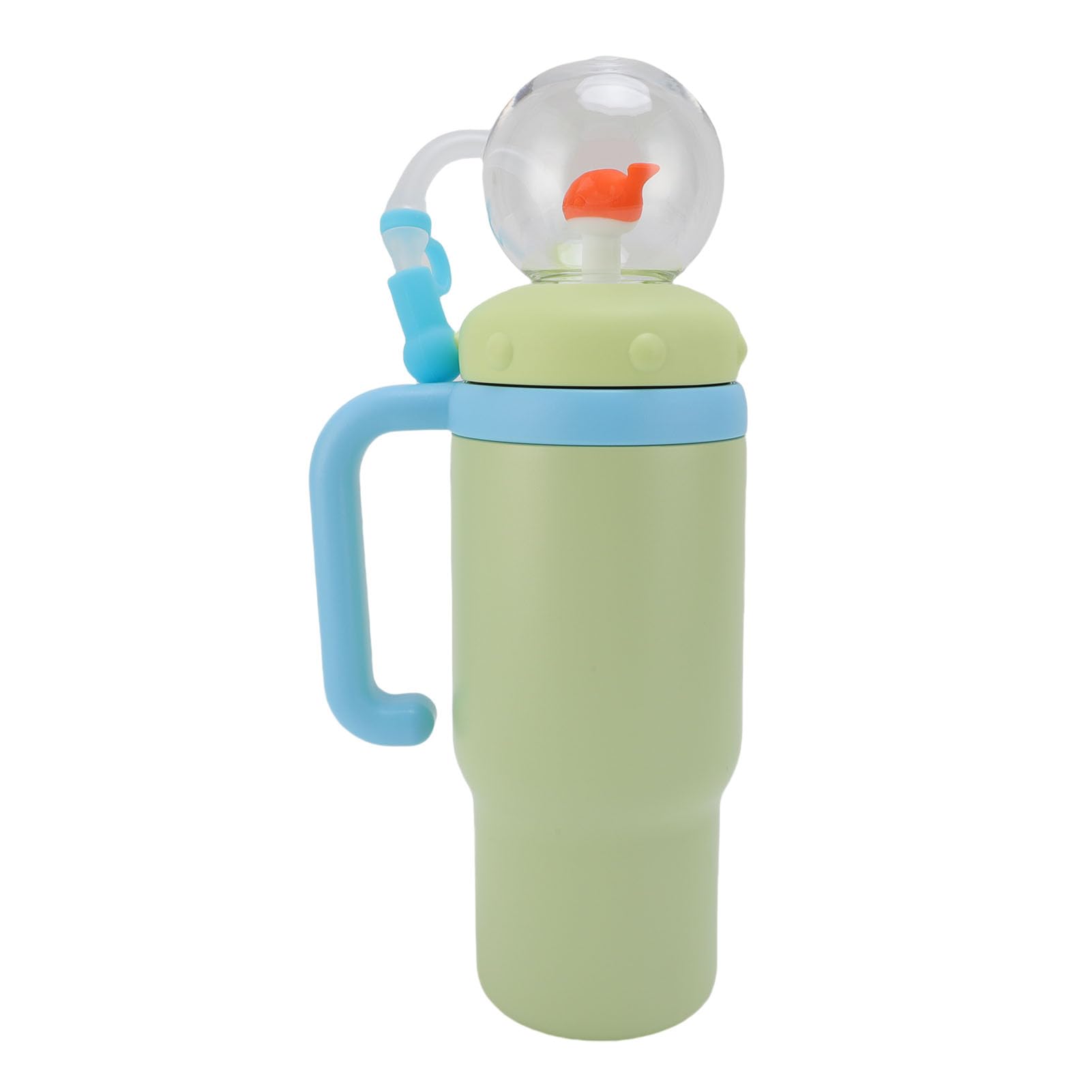 Wasserflasche, 710 Ml, Isolierter Trinkbecher aus Edelstahl, Reisebecher mit Griff und Strohhalm, Ideal für Outdoor-Reisen (Gelbgrün)