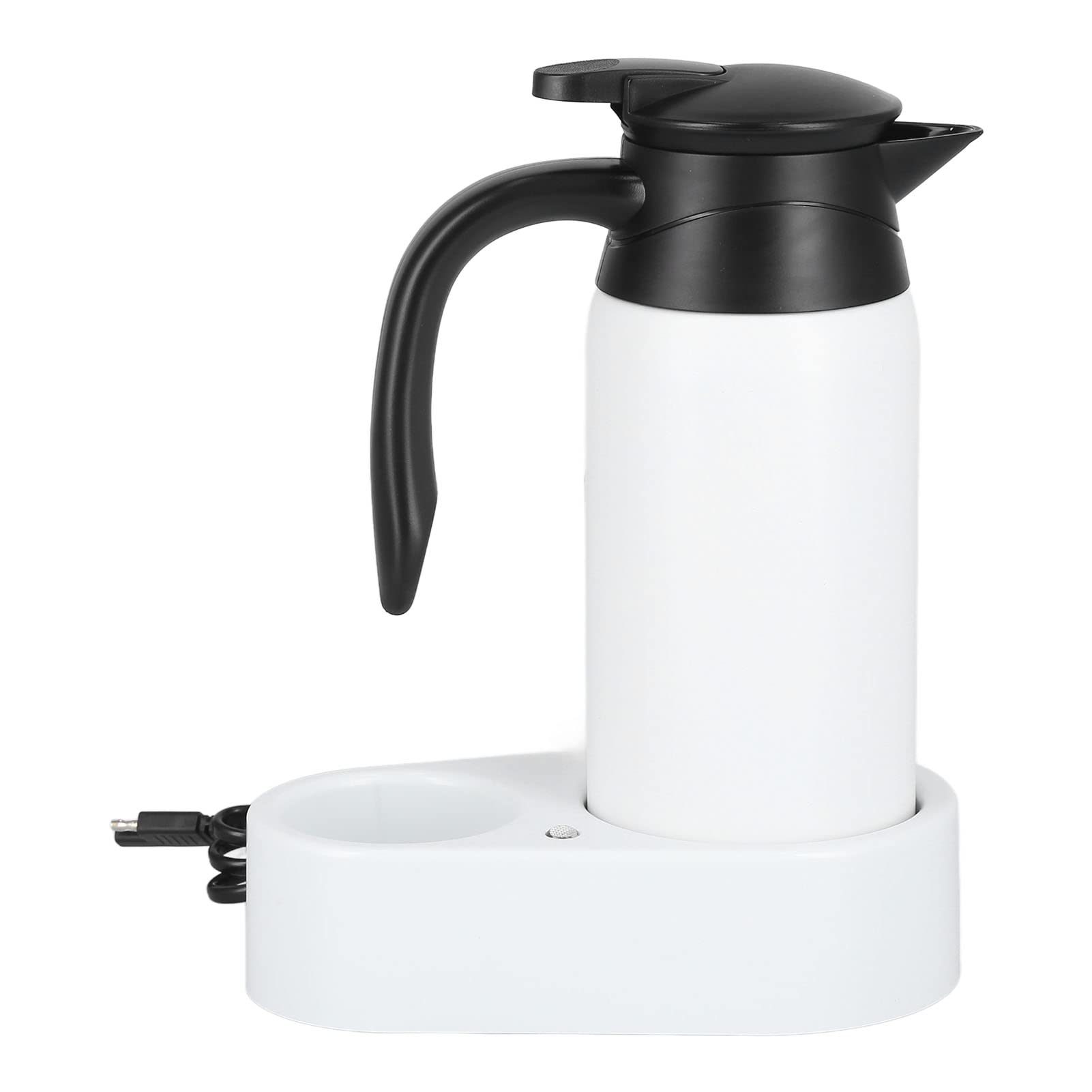 Hervidor Eléctrico Portátil 800ml, 12V/24V, 304 Acero Inoxidable Dispensador de Agua para Coche con Tapa de Anillo de Sellado de Silicona para Viajes de Hervir Agua (fondo blanco blanco)