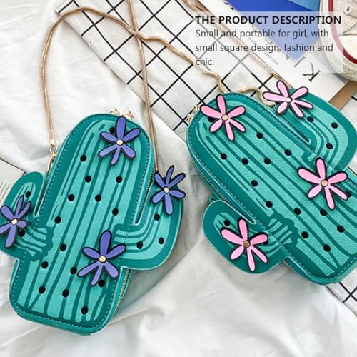 Pochette cactus rétro en PU et polyester pour filles - 3