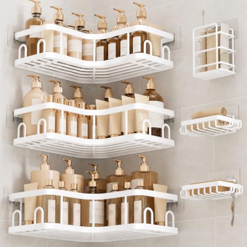 Image of Veken Large Capacity Corner Shower Caddy 6-Pack, Advanced Rustproof Design