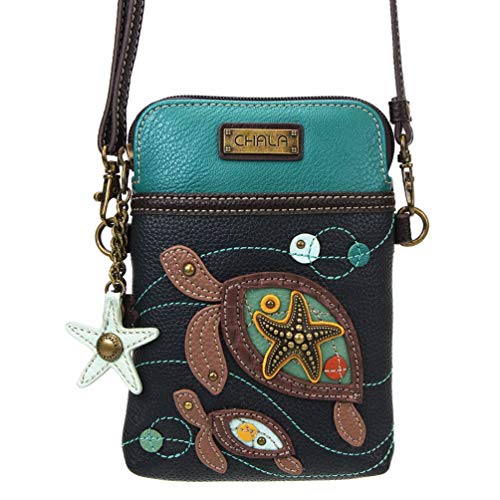 Chala Group Handbags Turtles Cellphone Crossbody Purse, Navy/Teal2
