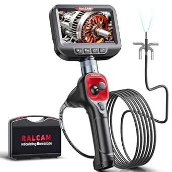 Ralcam 4-Way 360° Articulating Borescope, 6.2mm Waterproof Inspection Camera with 4.3