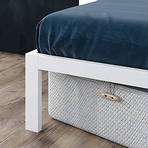 Image of Zinus Mia Metal Platform Bed Frame, Wood Slat Support, No Box Spring Needed, Easy Assembly, White, Queen