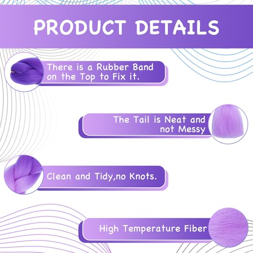Leogony 2PCS 2 Tone Hair Extensions for Braiding Deep Purple and Light Purple Fake Braids Hair, Plait Coloured Synthetic Wig - Image 2