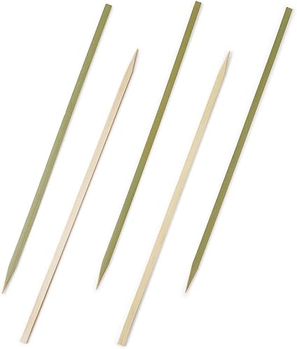 Miniatura 73 de Púas de cóctel de 3.5 pulgadas, 100 pinchos desechables para aperitivos, parte superior cilíndrica, palillos de dientes decorativos de bambú