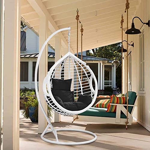 Warmiehomy Swing Chair Cushion, Soft Patio Hanging Chair Cushion Pad with Pillow for Outdoor Indoor Egg Hanging Basket Chair, Seat Cushion Only, Egg Chair Cushion, Black - Image 5
