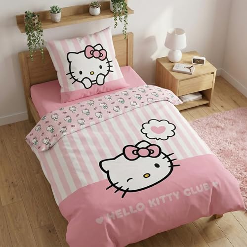 Aymax Hello Kitty - Juego de funda nórdica de 135 x 200 cm y