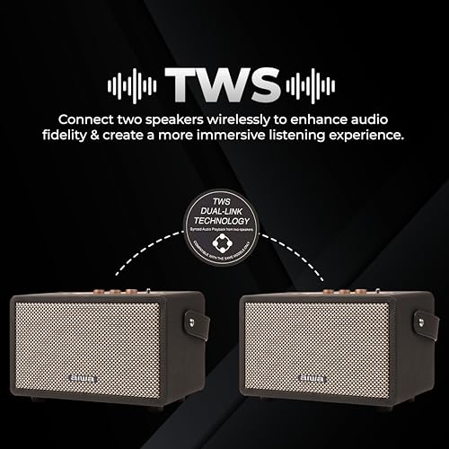 Image of Aiwa Bluetooth Speaker with Powerfull Bass, Built-in Microphone, Portable Speaker with 9+ Hours Play Time, 40W Speaker, Type-C Charging | RS-X 100 Natsukasii Pro (Black)