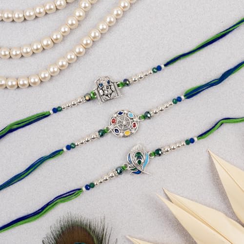 Image of Traditional Handmade Rakhi For Brothers | Designer Pearl, & Beaded Wrist Bands For Bhai| Thread Rakhi For Siblings | Elegant Handcrafted Bracelet For Raksha Bandhan