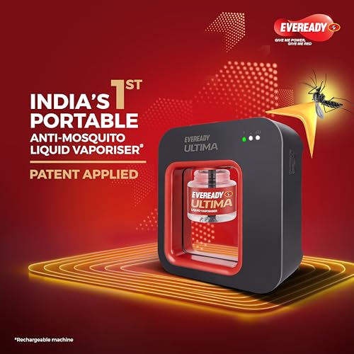 Image of Eveready Ultima Portable Mosquito Repellent Machine + Refill, India's 1st Rechargeable Liquid Vaporiser, 2-Mode Action, Up to 3 hrs Battery Backup, 100% Protection from Dengue, Malaria & Chikungunya