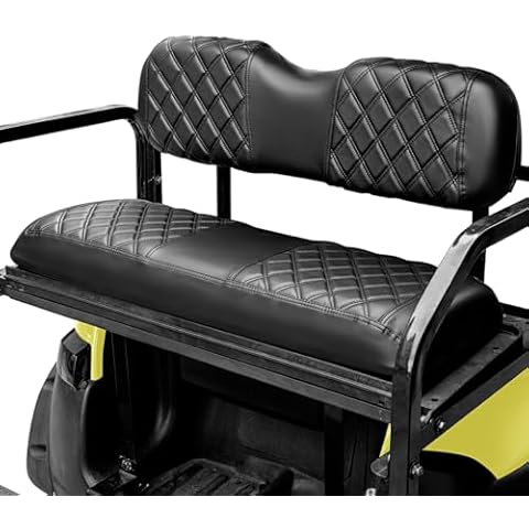 PZWLI Golf Cart Diamond Seat Covers Fit Club Car DS/Precedent/EZGO TXT/RXV/Yamaha Regular Seat Cushion Aftermarket Back Seat Kit, Golf Cart Vinyl Replacement Seat Cover,No Staples Required,Black Cover