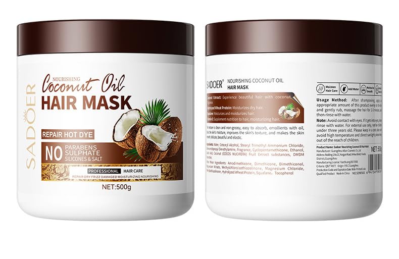 Generic SADOER improves frizziness and softener high volume conditioner,Coconut hair mask,Coconut smooth,glossy hair