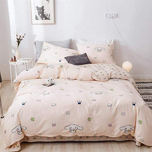 AMWAN Cinnamoroll Print Kids Girls Bedding Cartoon Duvet Cover Set Twin Animal Dogs Cotton Comforter Cover Pink Teens Boys Bedding Sets Twin Cartoon Bedding Quilt Cover 1 Duvet Cover 2 Pillowcases